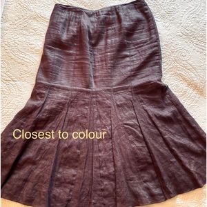 Italian 100% Linen Skirt Brown Size 14